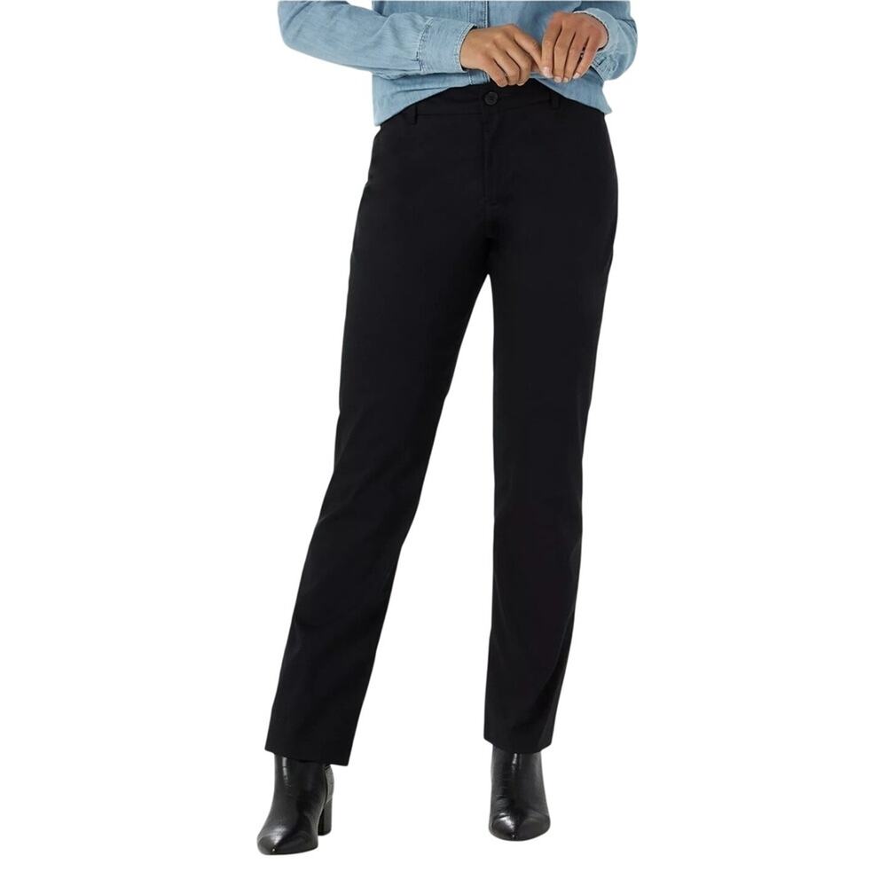 Lee Pants Relaxed Fit At The Waist Sz 10 Black Straight Leg Casual Cotton Preppy